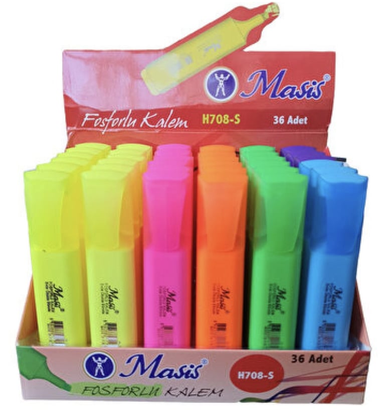 Masis Fosforlu Kalem 3 Adet Mix
