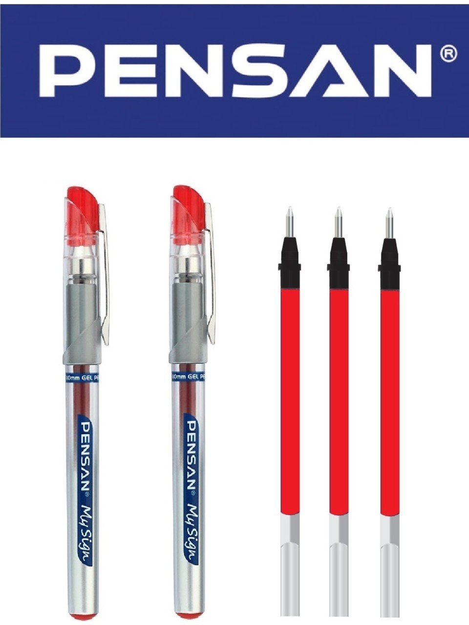 Pensan My Sign İmza Jel Kalem Kırmızı 12 Adet