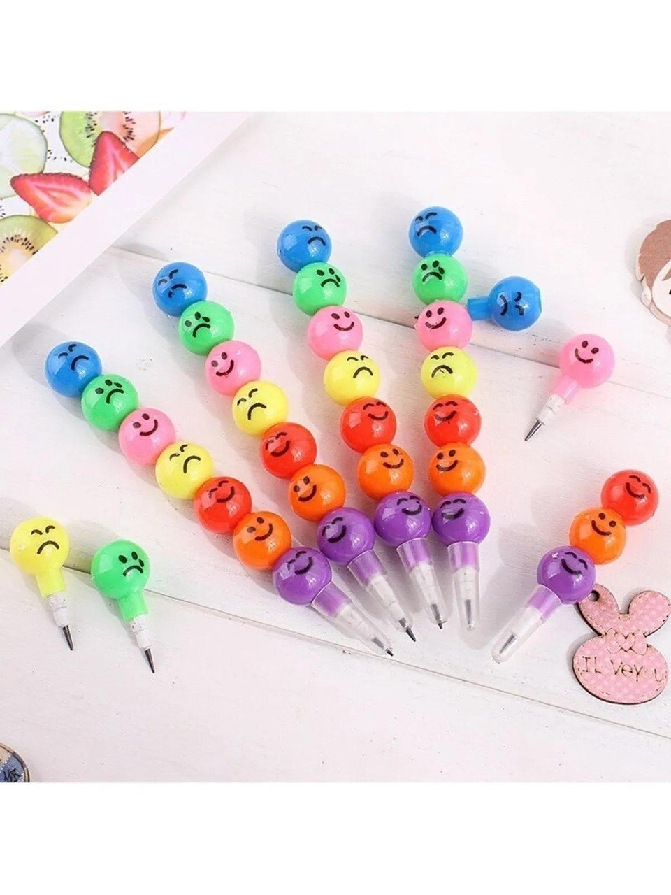 Renkli  Emoji Yumurtlayan Kurşun Kalem 4 Adet