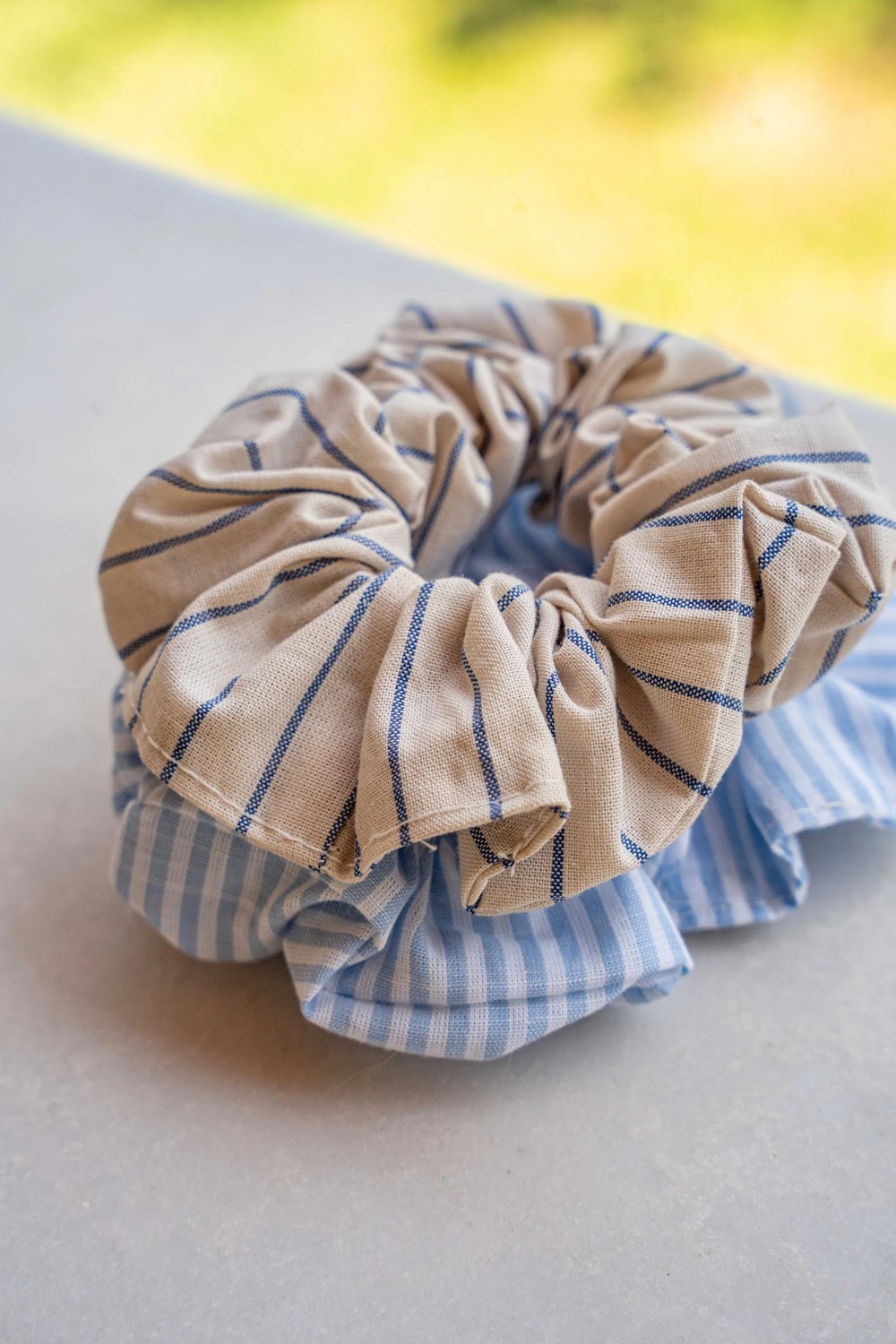 2Lİ LASTİK TOKA (SCRUNCHIE) SETİ - PAMUK & KETEN LASTİK TOKA SETİ