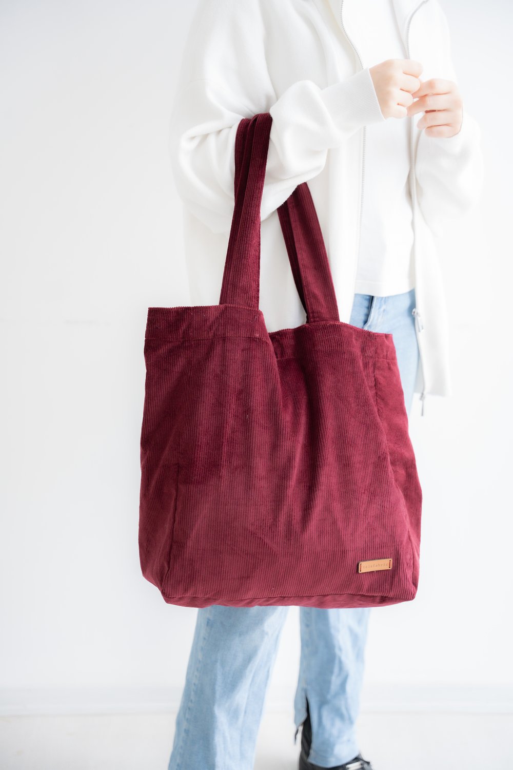 BORDO KADİFE TOTE ÇANTA