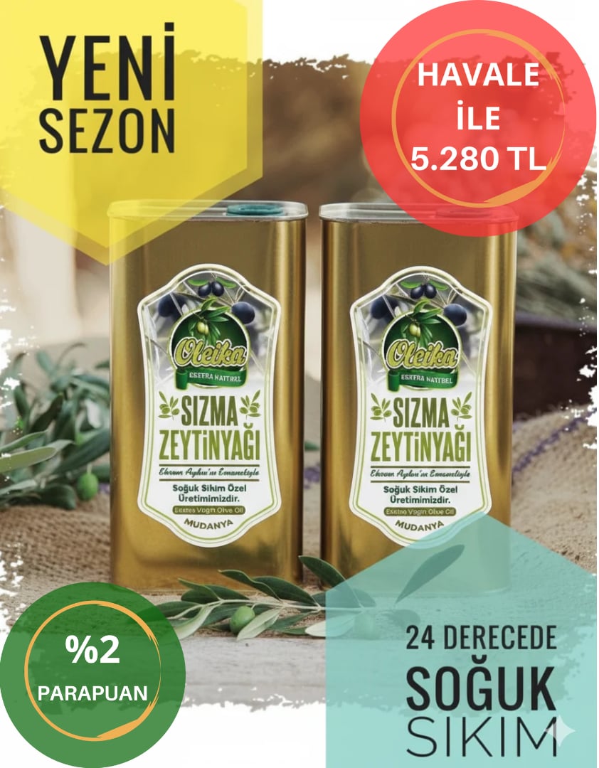 OLEİKA 2 ADET 5 LİTRE SOĞUK SIKIM NORMAL HASAT DOĞAL SIZMA ZEYTİNYAĞI