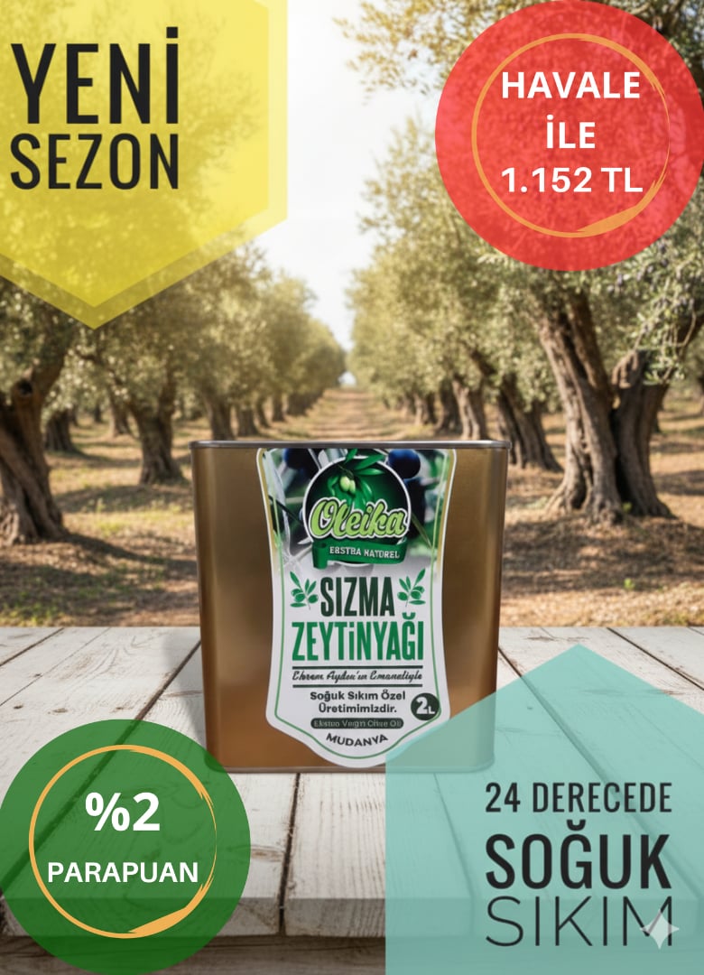 OLEİKA 2 LİTRE SOĞUK SIKIM NORMAL HASAT DOĞAL SIZMA ZEYTİNYAĞI