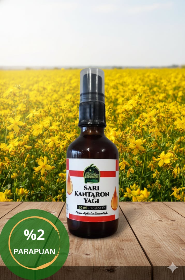 OLEİKA DOĞAL SARI KANTARON YAĞI (DAMLALIKLI CAM ŞİŞE) 50 ML.