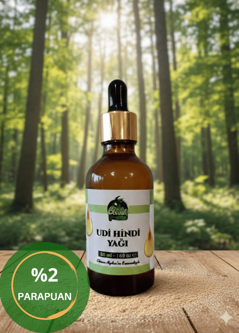 OLEİKA DOĞAL UDİ HİNDİ YAĞI (CAM DAMLALIKLI KOYU RENK CAM ŞİŞE) 50 ML.