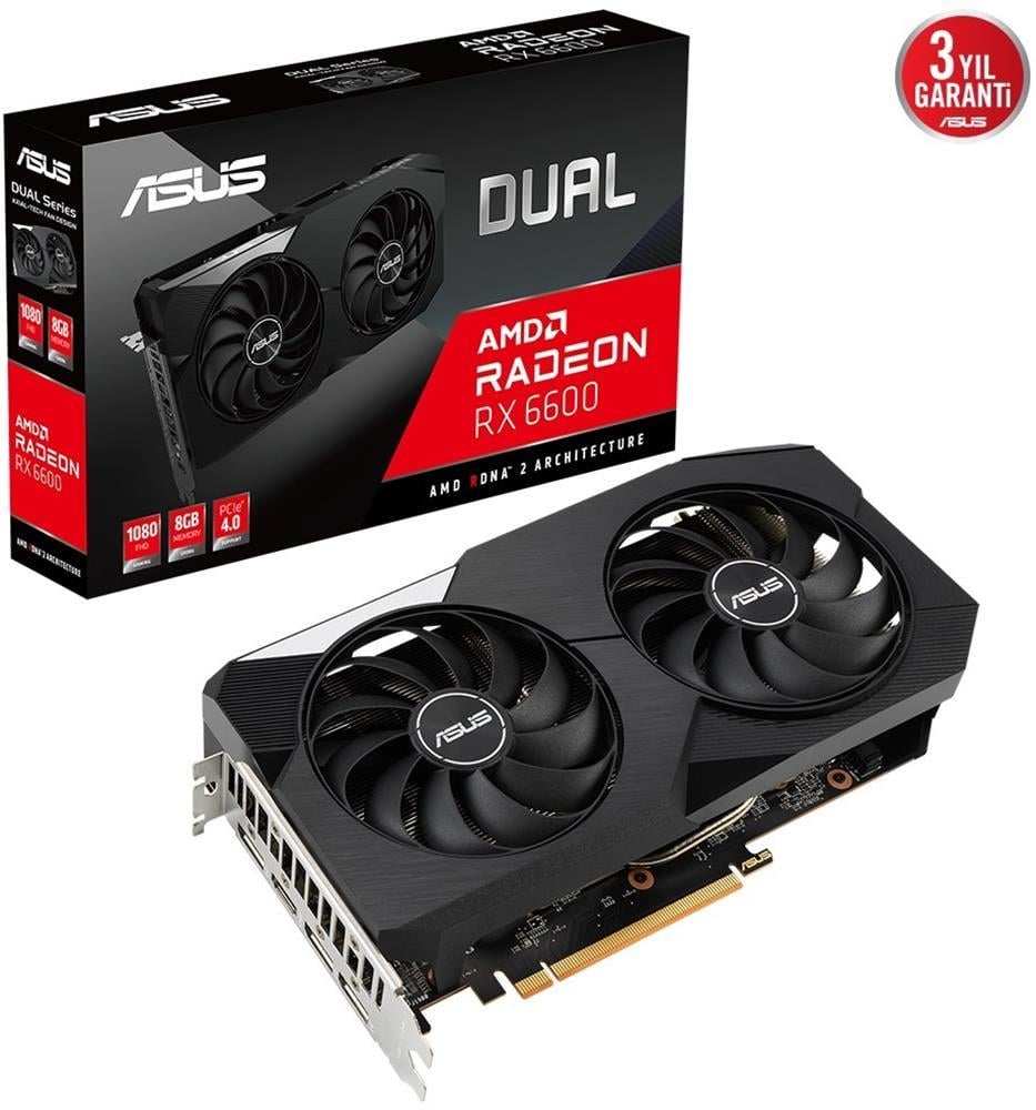 Asus Radeon RX 6600 Dual 8G 8GB GDDR6 128 Bit Gaming Ekran Kartı