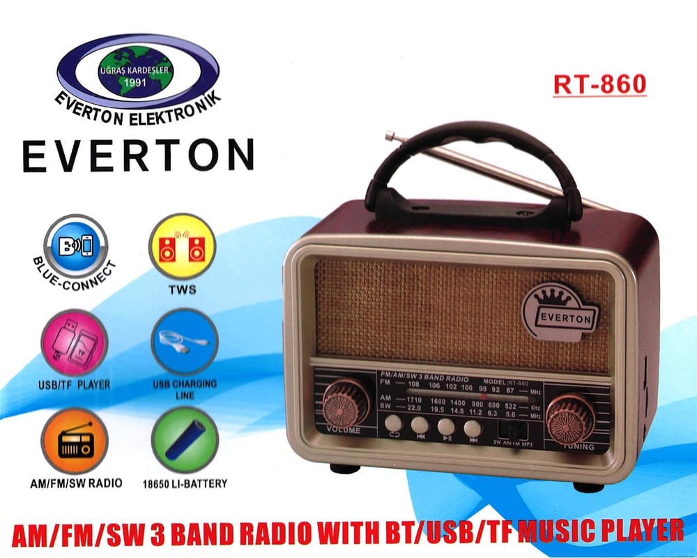 Everton Rt-860 Bluetooth Fm-usb-sd-  Şarjlı Nostalji Radyo