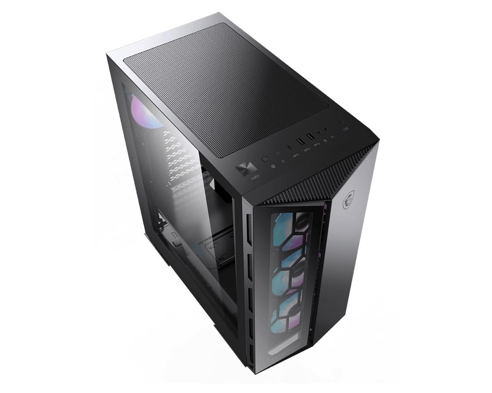 MSI MPG GUNGNIR 110R TEMPERLI CAM 1X120MM 3XARGB FAN PSU YOK GAMING SİYAH KASA