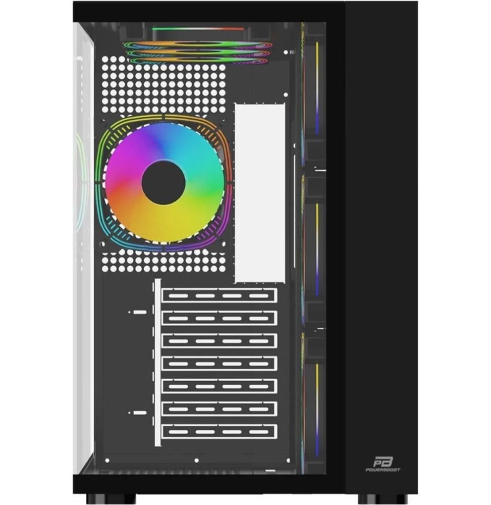 PowerBoost PB-SS02B Sea View USB 3.0, ATX 7 x ARGB Fanlı, Siyah Kasa (PSU Yok)