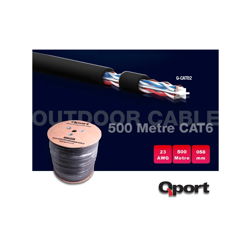QPORT Q-CATO2 CAT6 23 AWG UTP 500M OUTDOOR KABLO