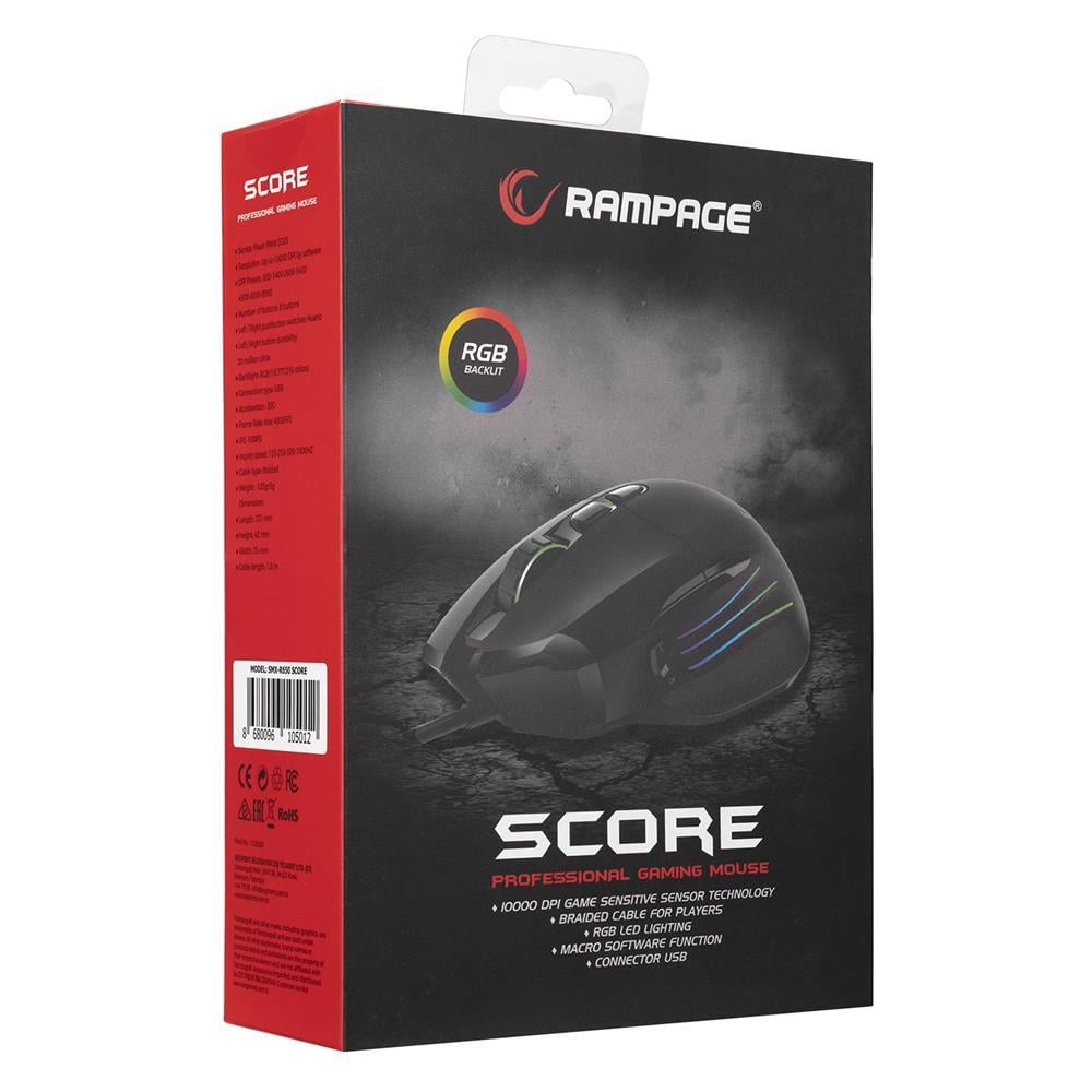 Rampage SMX-R650 SCORE Usb Siyah 10000 Dpi RGB Gaming Mouse