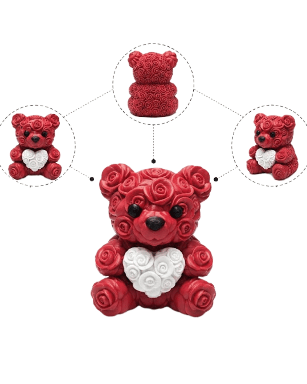10cm 3D Özel Baskı Kalpli Ayıcık Romantik Hediye Objesi