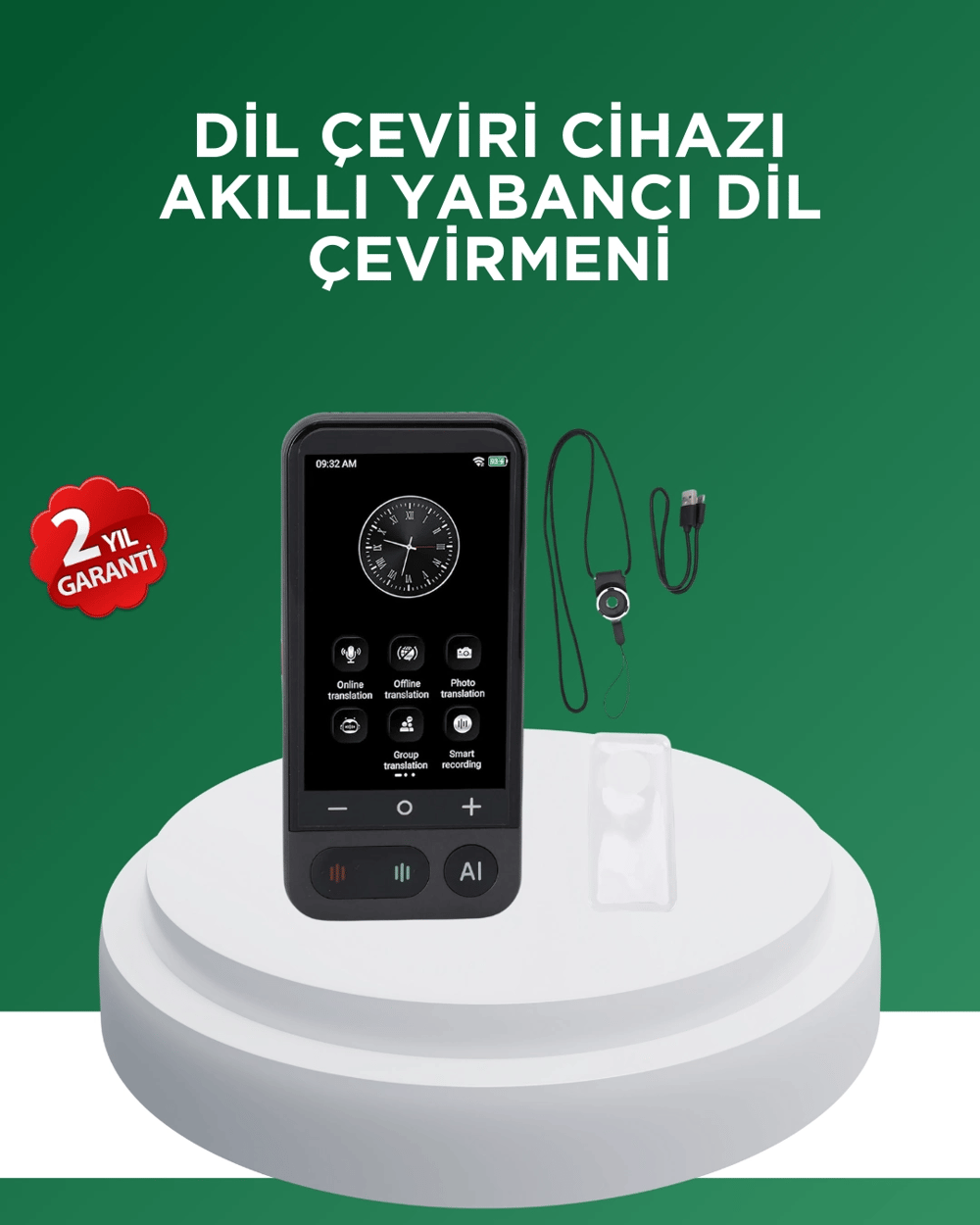 139 Dil Destekli Taşınabilir Sesli Çevirmen Cihazı