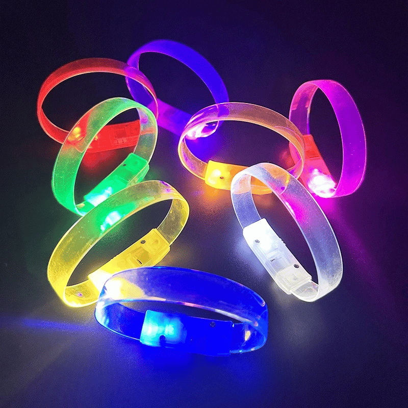 3 Modlu Pilli LED Işıklı Esnek Parti Bilekliği Mor