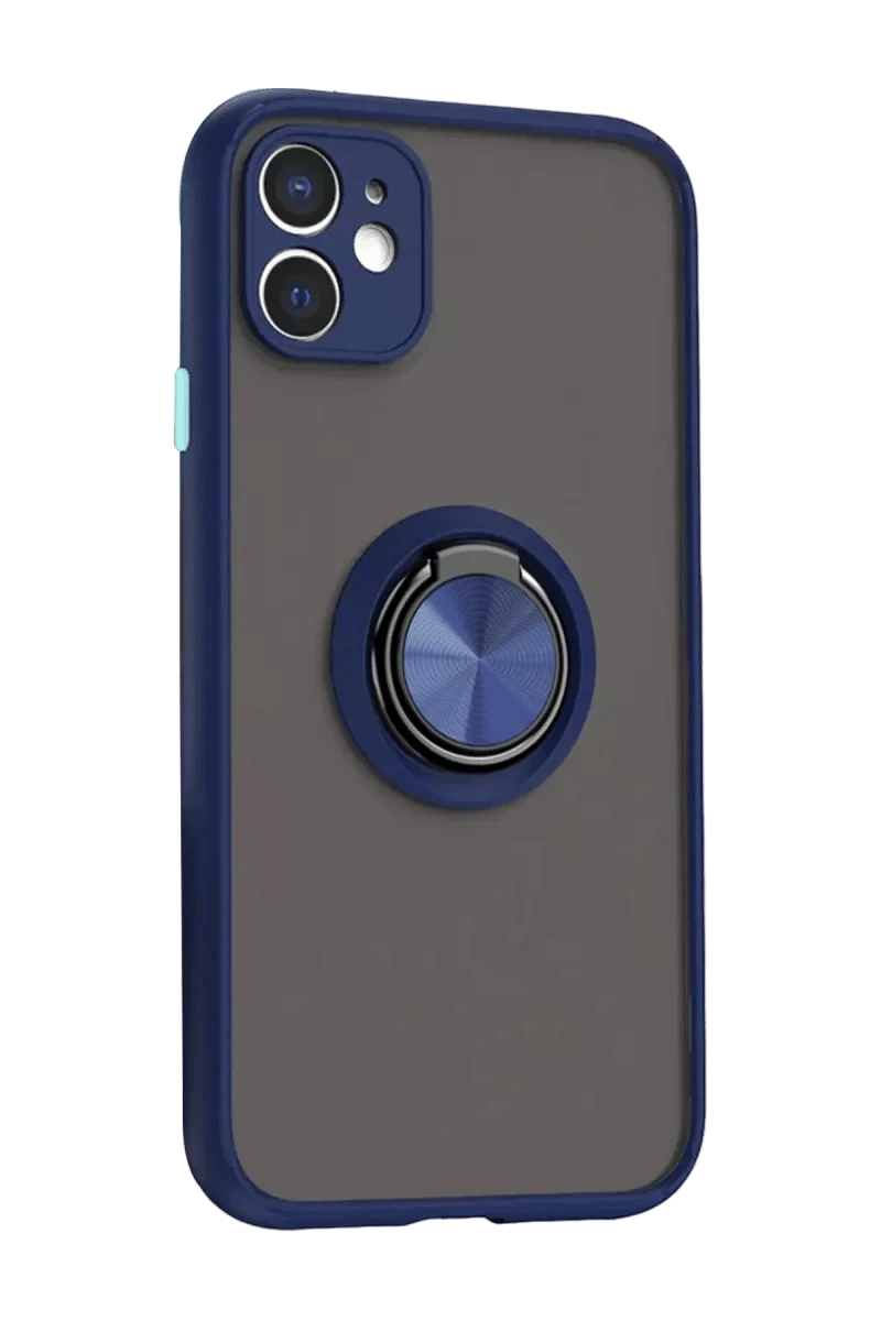 Apple iPhone 11 Kılıf Montreal Yüzüklü Silikon Kapak - Lacivert