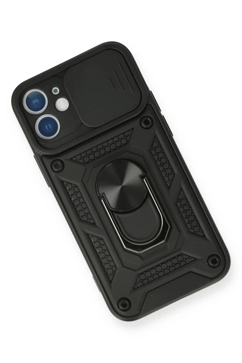 Apple iPhone 11 Kılıf Pars Lens Yüzüklü Silikon - Siyah