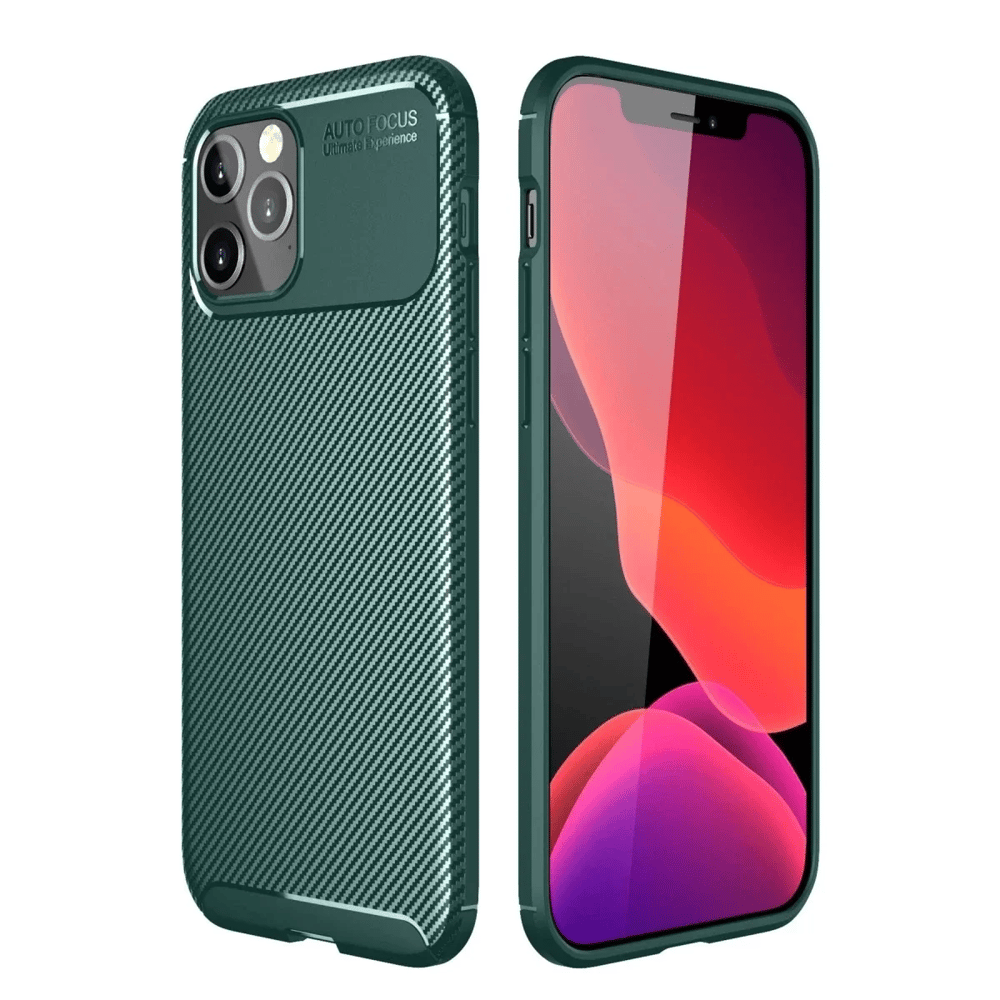 Apple iPhone 11 Pro Kılıf Auto Focus Karbon Kapak - Yeşil