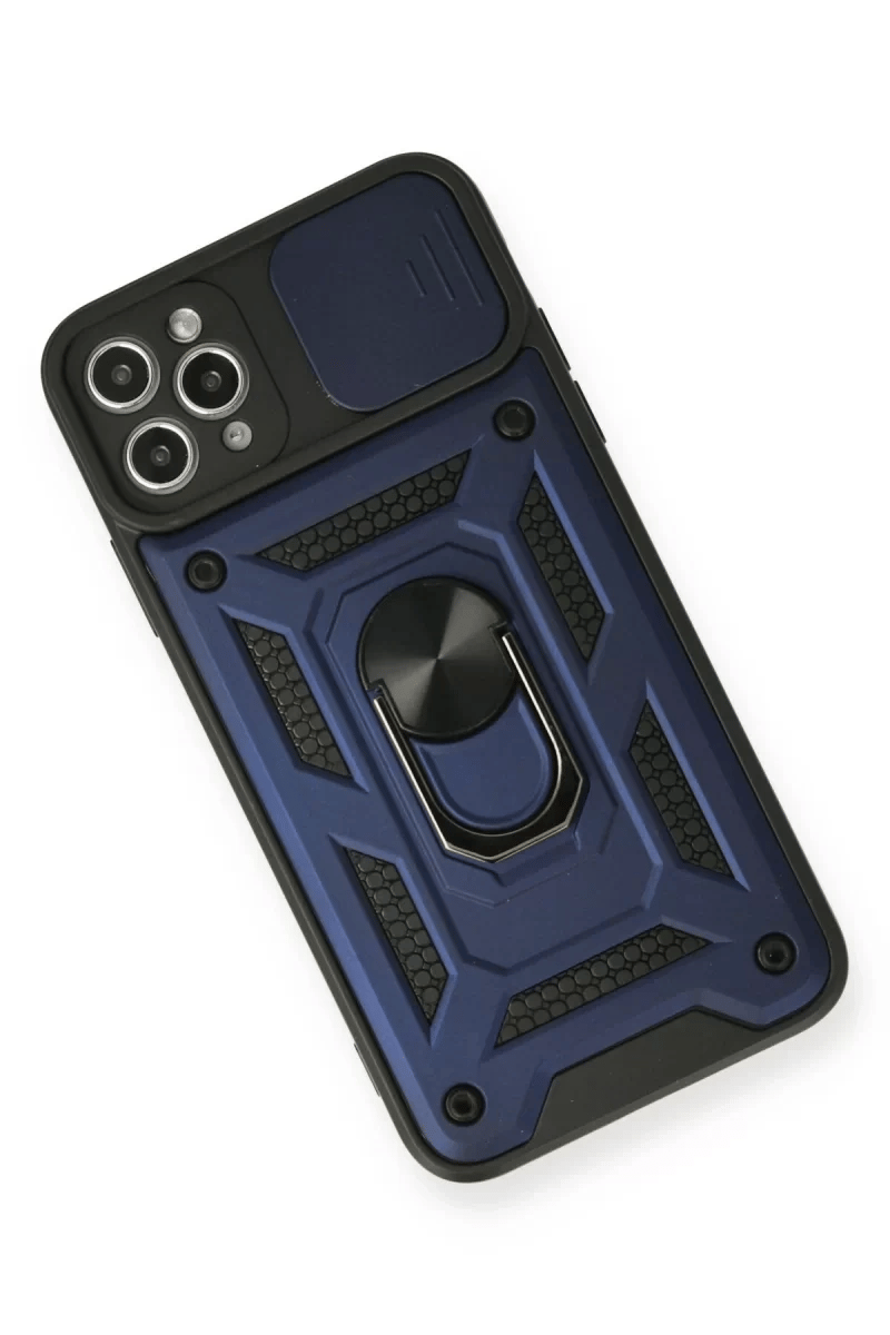 Apple iPhone 11 Pro Kılıf Pars Lens Yüzüklü Silikon - Lacivert