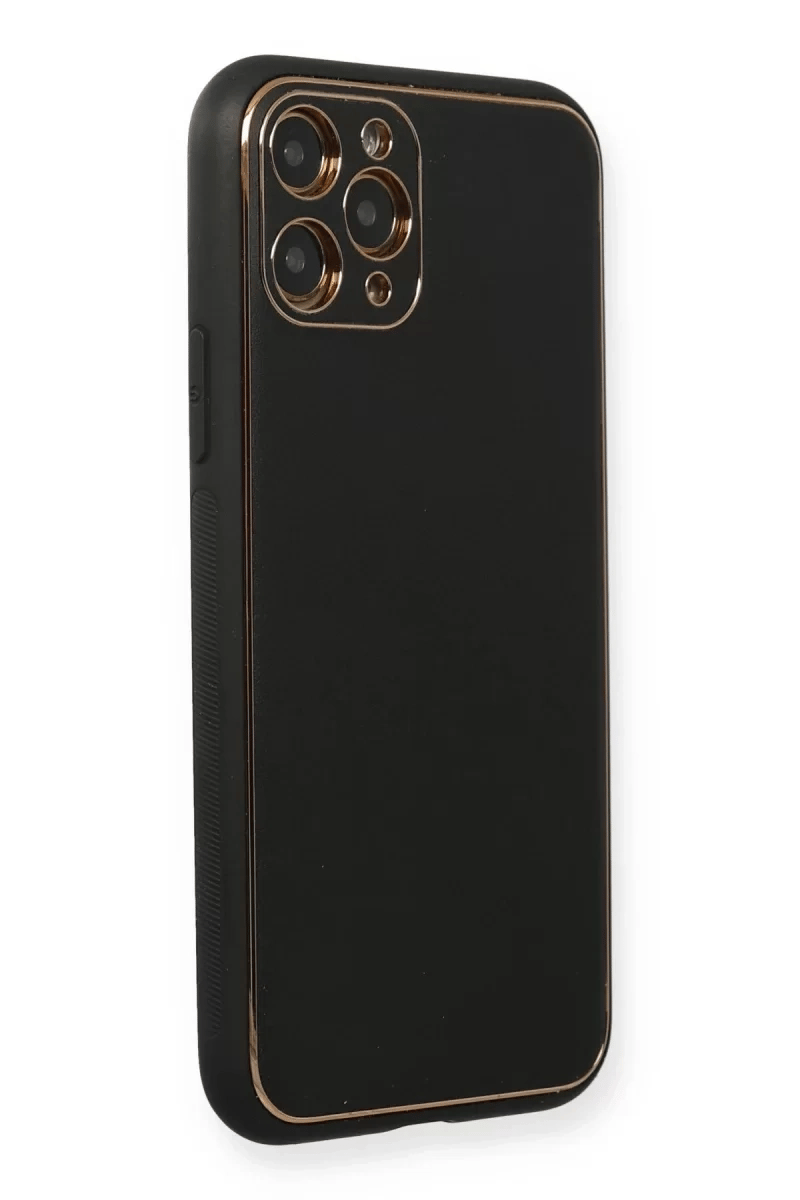 Apple iPhone 11 Pro Max Kılıf Coco Deri Silikon Kapak - Siyah