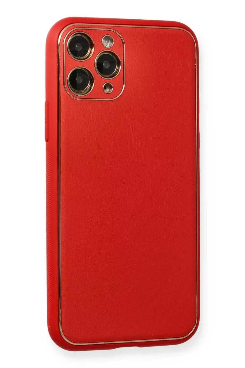 Apple iPhone 11 Pro Max Kılıf Coco Deri Silikon Kapak - Kırmızı