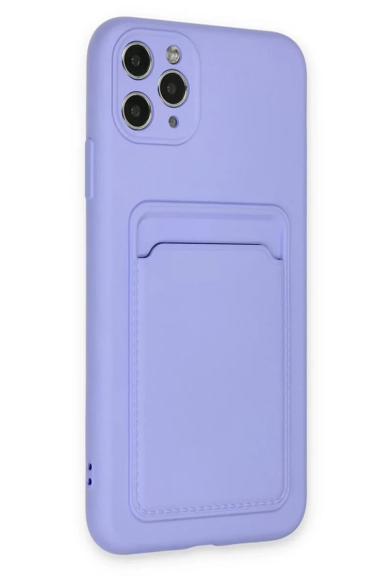 Apple iPhone 11 Pro Max Kılıf Kelvin Kartvizitli Silikon - Lila