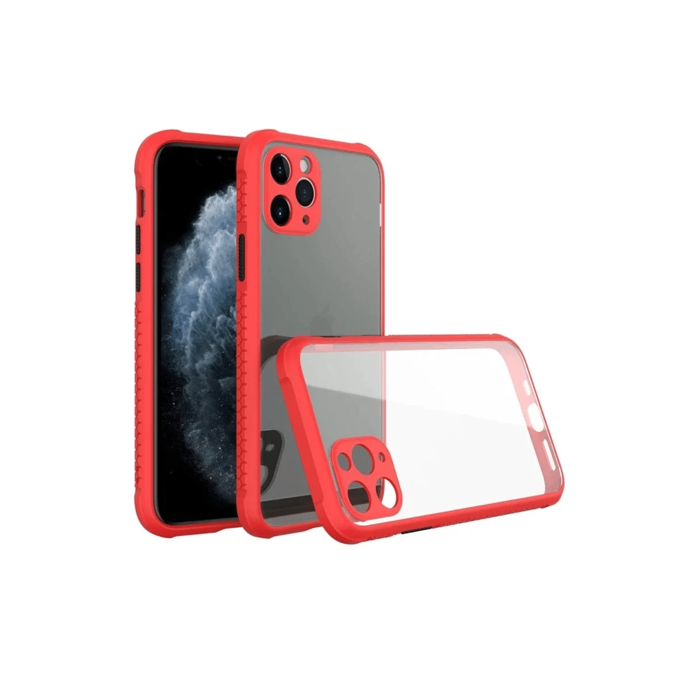 Apple iPhone 11 Pro Max Kılıf Miami Şeffaf Silikon - Kırmızı