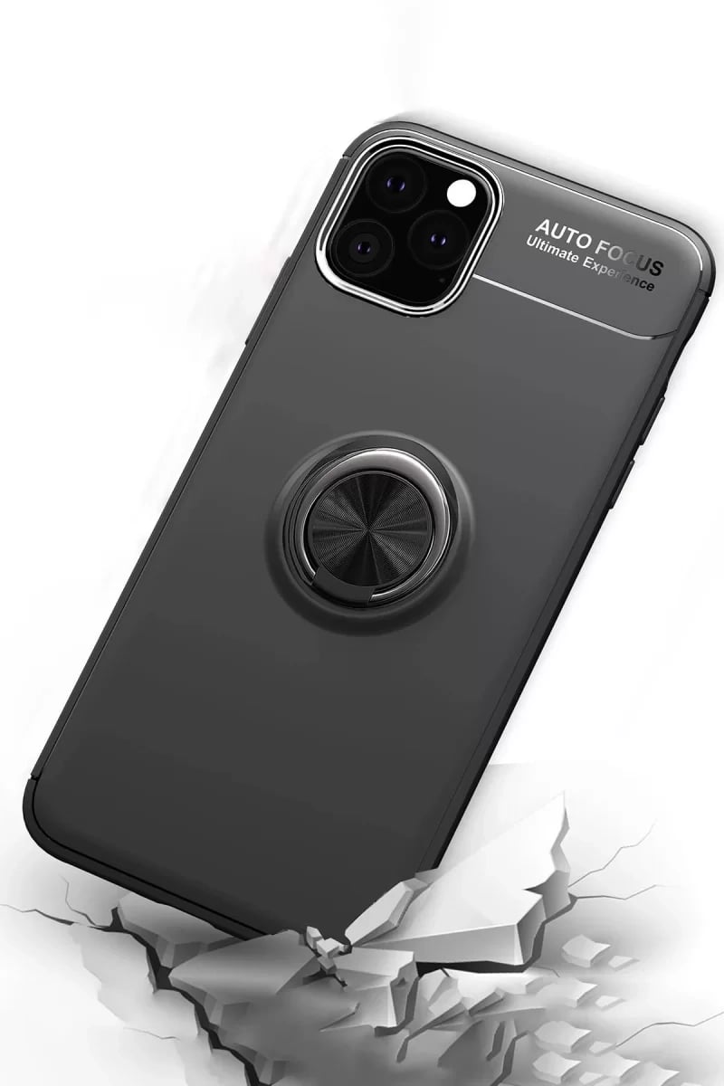 Apple iPhone 11 Pro Max Kılıf Range Yüzüklü Silikon - Siyah