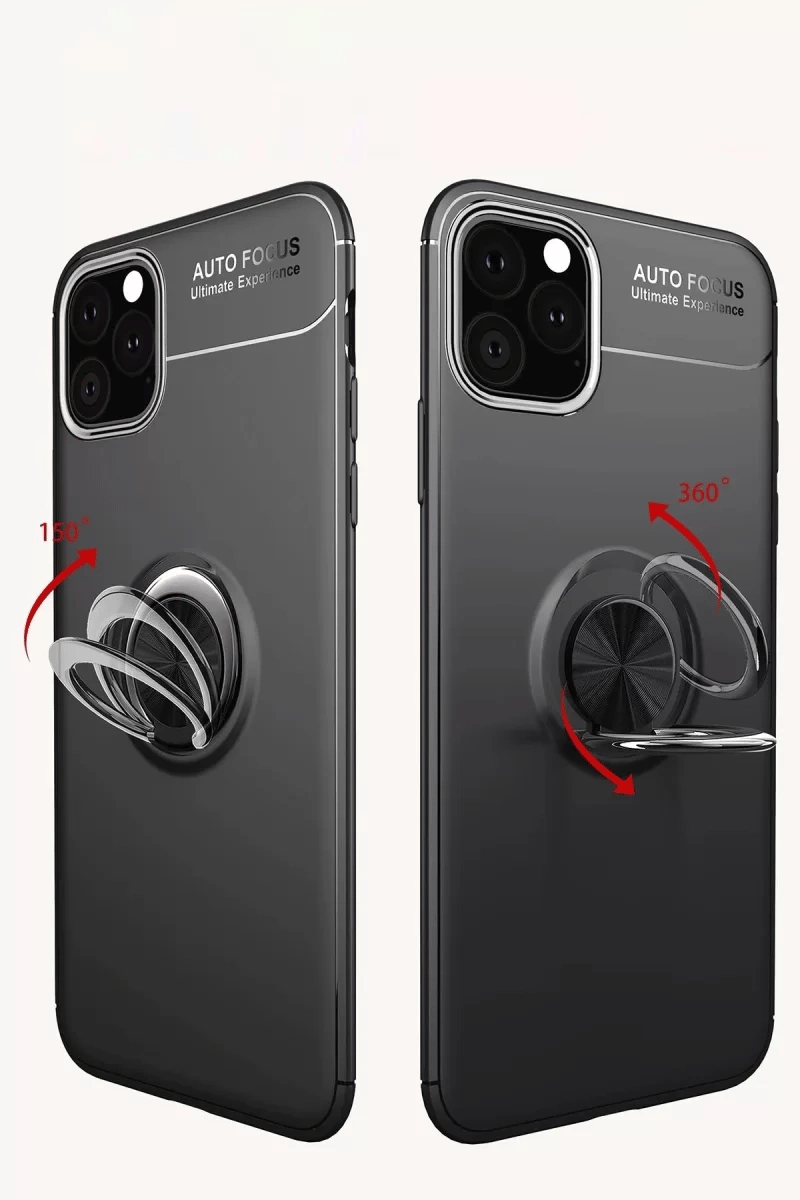 Apple iPhone 11 Pro Max Kılıf Range Yüzüklü Silikon - Siyah