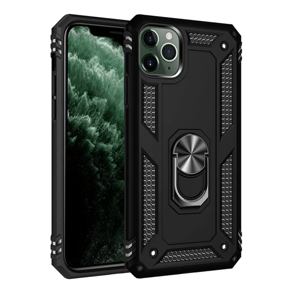Apple iPhone 11 Pro Max Kılıf Sofya Yüzüklü Silikon Kapak - Siyah