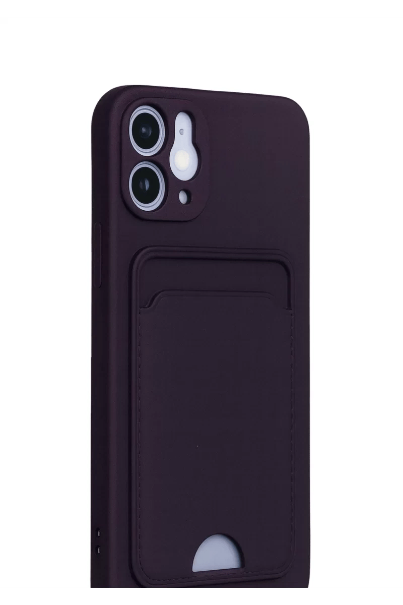 Apple iPhone 12 Kılıf Kelvin Kartvizitli Silikon - Derin Mor