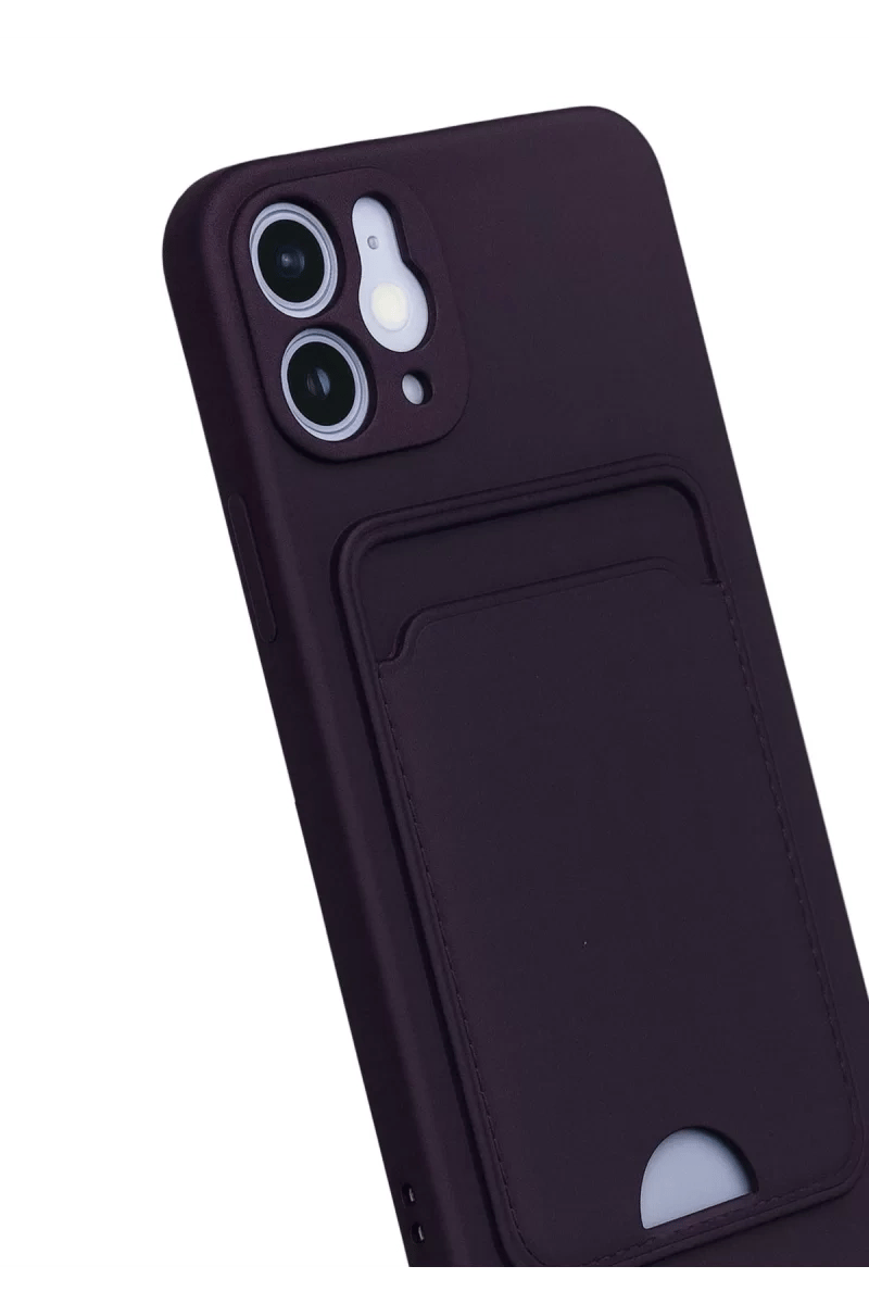 Apple iPhone 12 Kılıf Kelvin Kartvizitli Silikon - Derin Mor