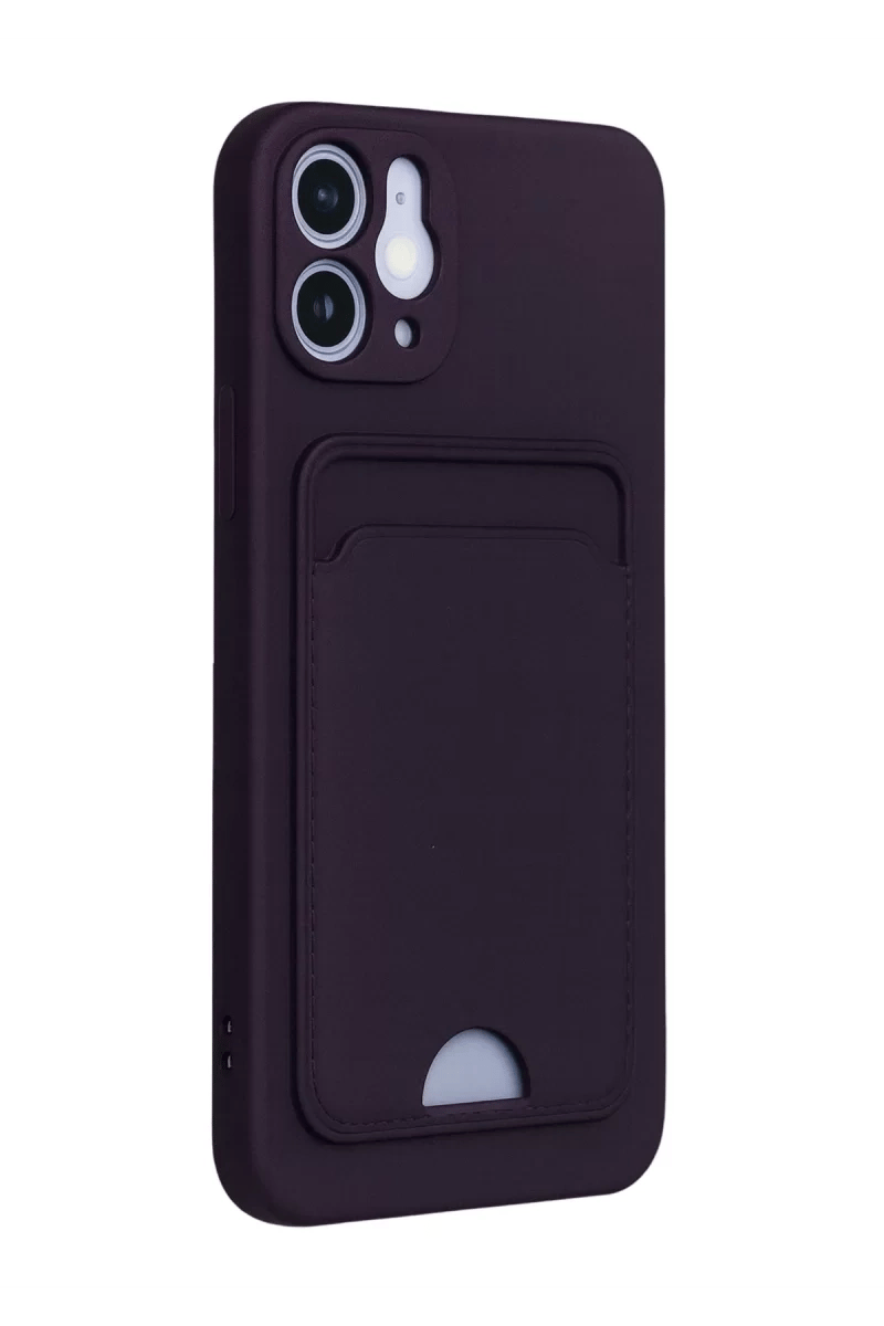 Apple iPhone 12 Kılıf Kelvin Kartvizitli Silikon - Derin Mor