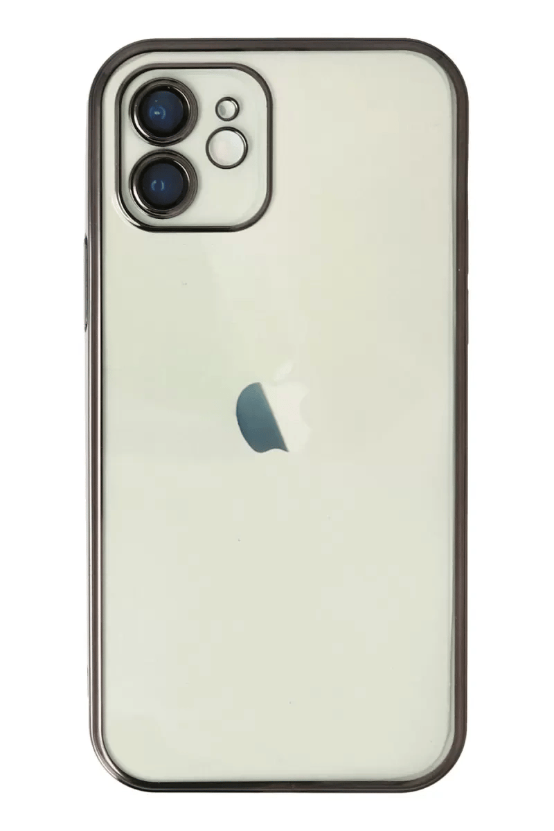 Apple iPhone 12 Kılıf Lensli Silikon - Siyah