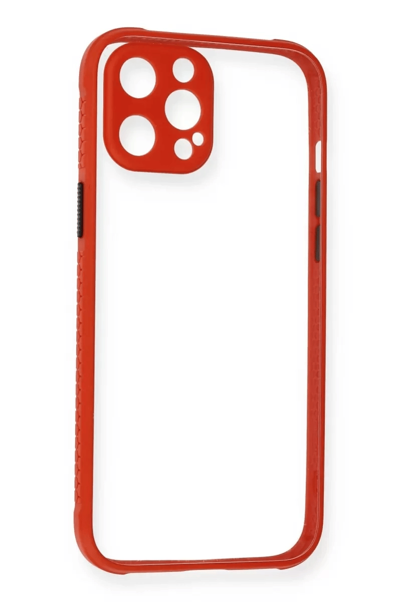 Apple iPhone 12 Kılıf Miami Şeffaf Silikon - Kırmızı