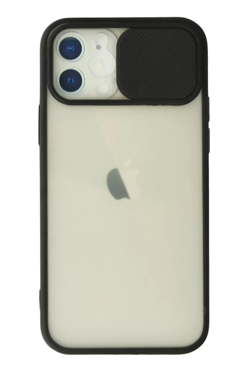Apple iPhone 12 Kılıf Palm Buzlu Kamera Sürgülü Silikon - Siyah