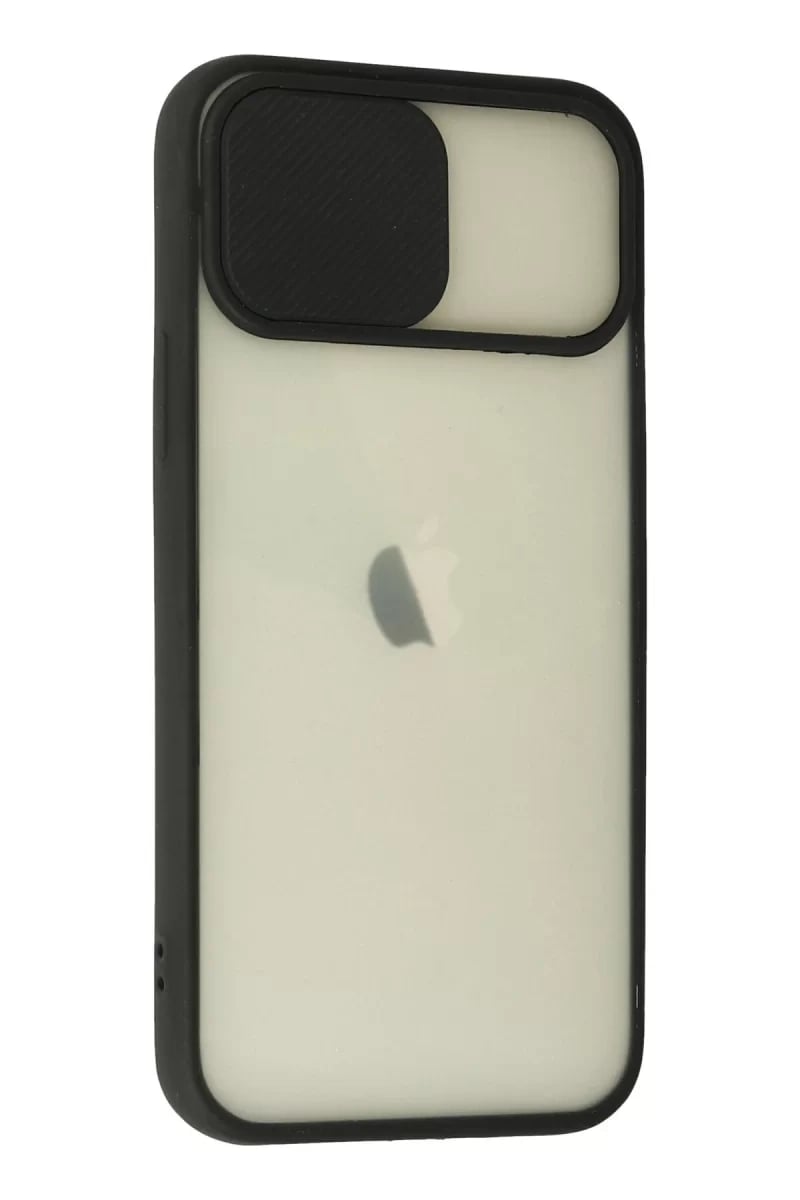Apple iPhone 12 Kılıf Palm Buzlu Kamera Sürgülü Silikon - Siyah
