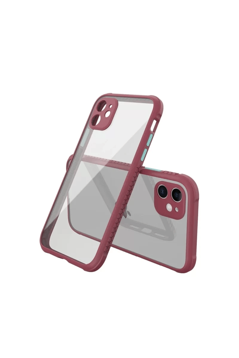 Apple iPhone 12 Mini Kılıf Miami Şeffaf Silikon - Fuşya