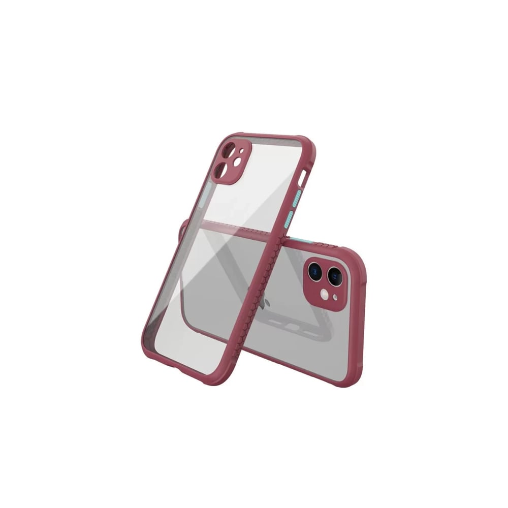 Apple iPhone 12 Mini Kılıf Miami Şeffaf Silikon - Fuşya