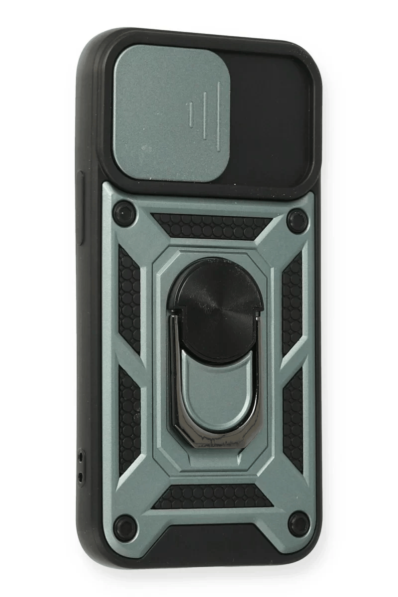 Apple iPhone 12 Mini Kılıf Pars Lens Yüzüklü Silikon - Yeşil