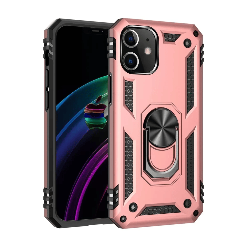 Apple iPhone 12 Mini Kılıf Sofya Yüzüklü Silikon Kapak - Rose