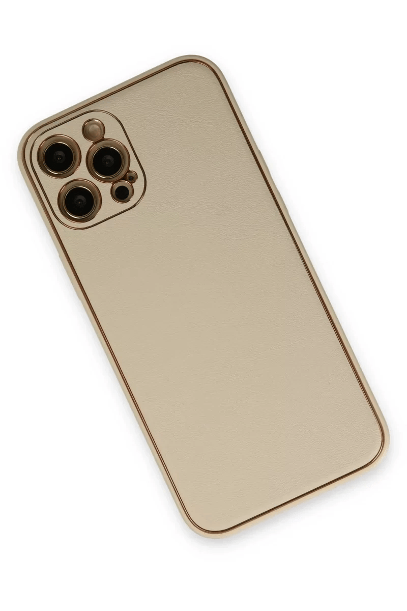 Apple iPhone 12 Pro Kılıf Coco Deri Silikon Kapak - Gold