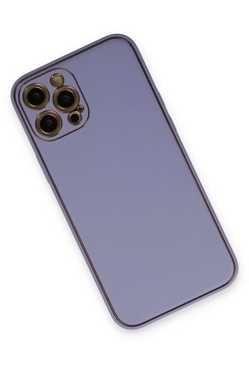 Apple iPhone 12 Pro Kılıf Coco Deri Silikon Kapak - Açık Lila