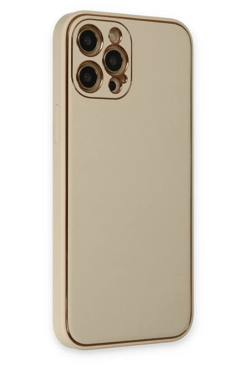 Apple iPhone 12 Pro Kılıf Coco Deri Silikon Kapak - Gold