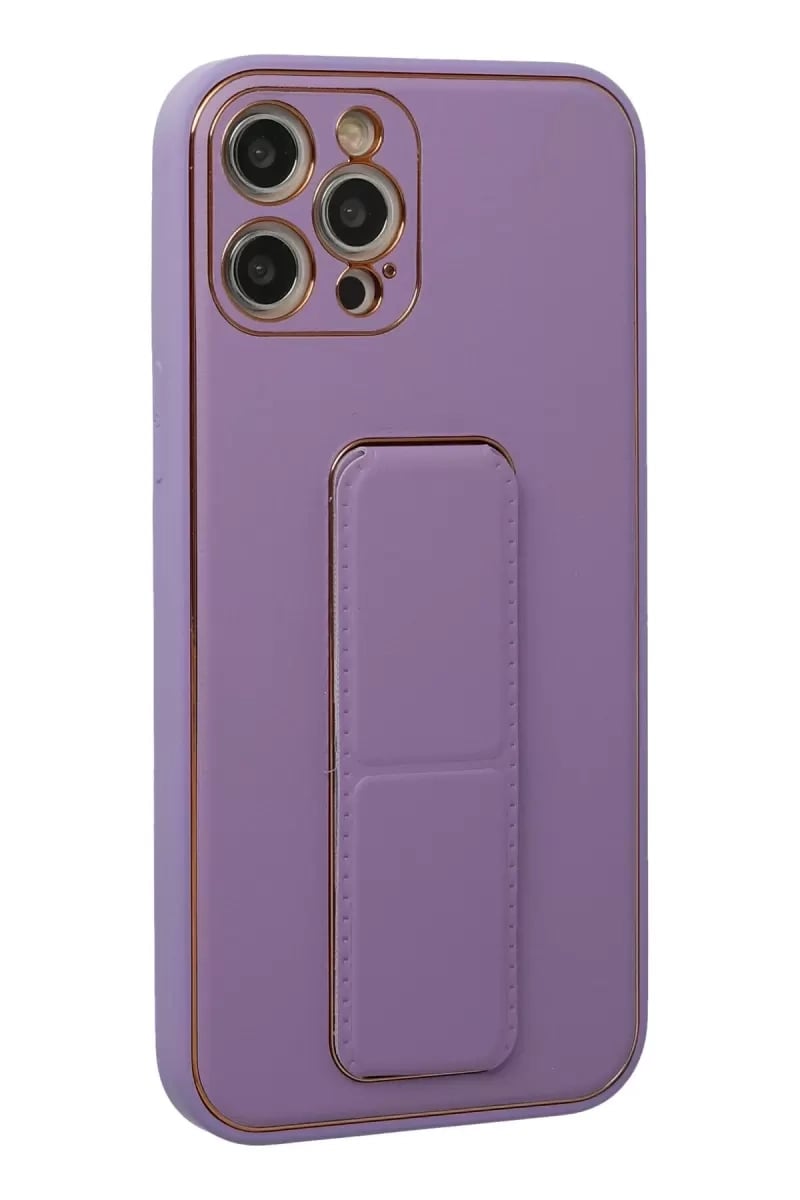 Apple iPhone 12 Pro Kılıf Coco Deri Standlı Kapak - Lila