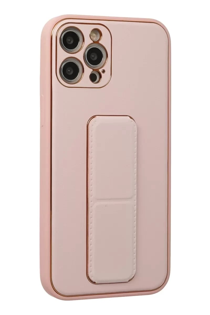 Apple iPhone 12 Pro Kılıf Coco Deri Standlı Kapak - Pembe