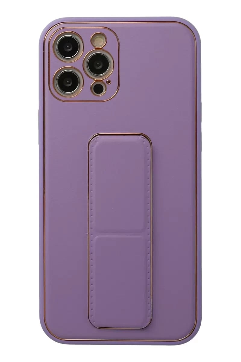 Apple iPhone 12 Pro Kılıf Coco Deri Standlı Kapak - Lila