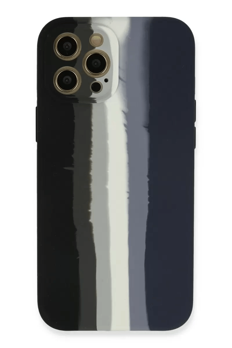 Apple iPhone 12 Pro Kılıf Ebruli Lansman Silikon - Siyah-Lacivert