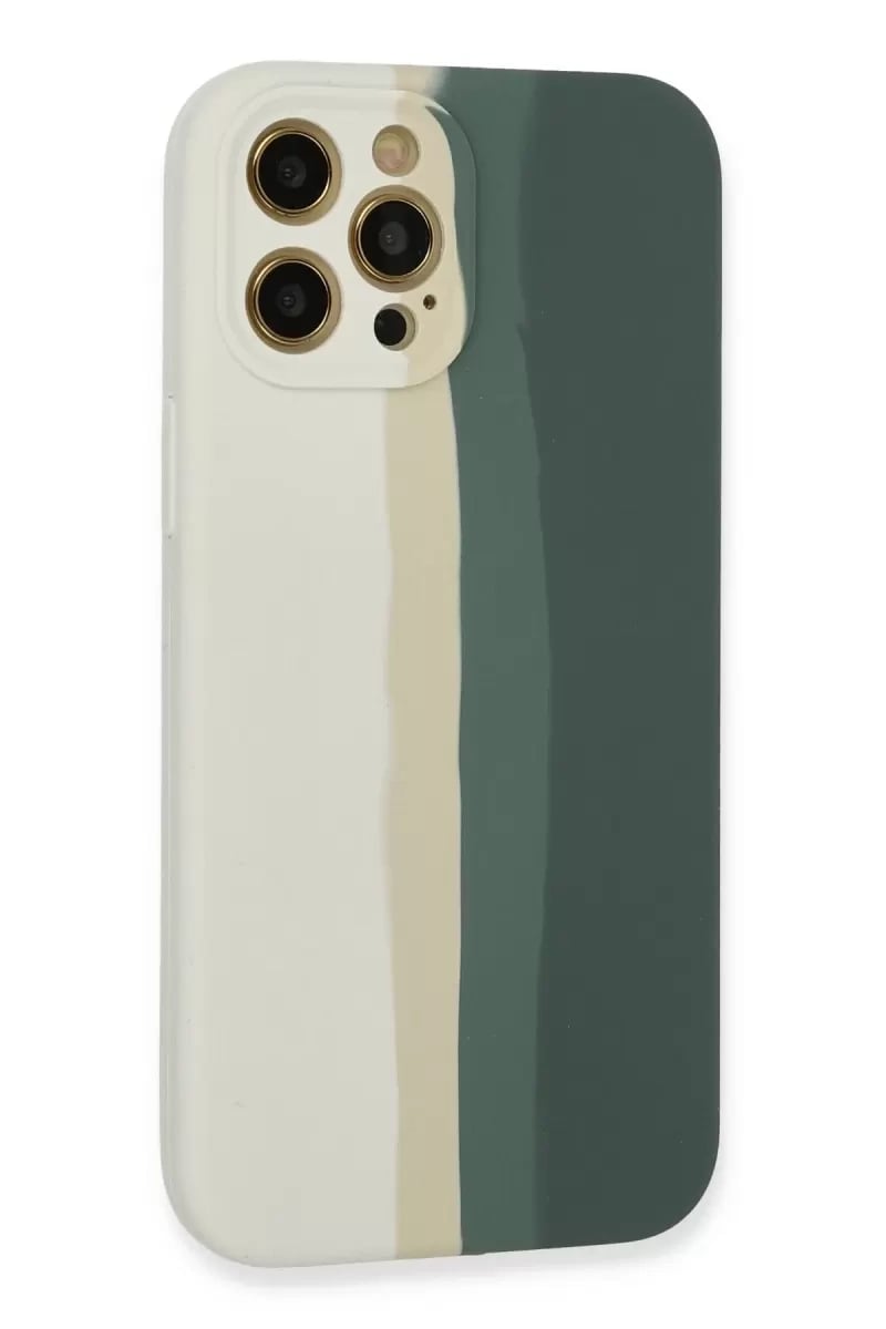 Apple iPhone 12 Pro Kılıf Ebruli Lansman Silikon - Beyaz-Gri