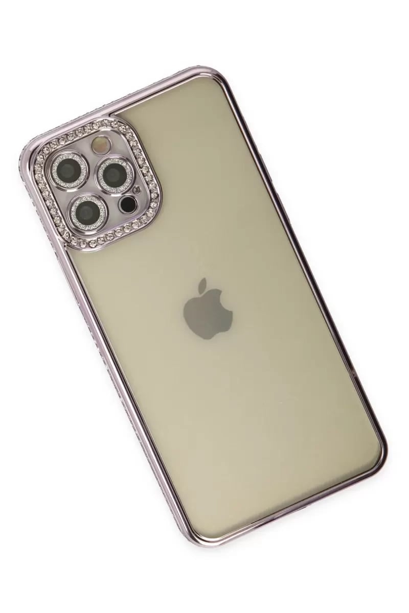 Apple iPhone 12 Pro Kılıf Joke Taşlı Silikon - Mor