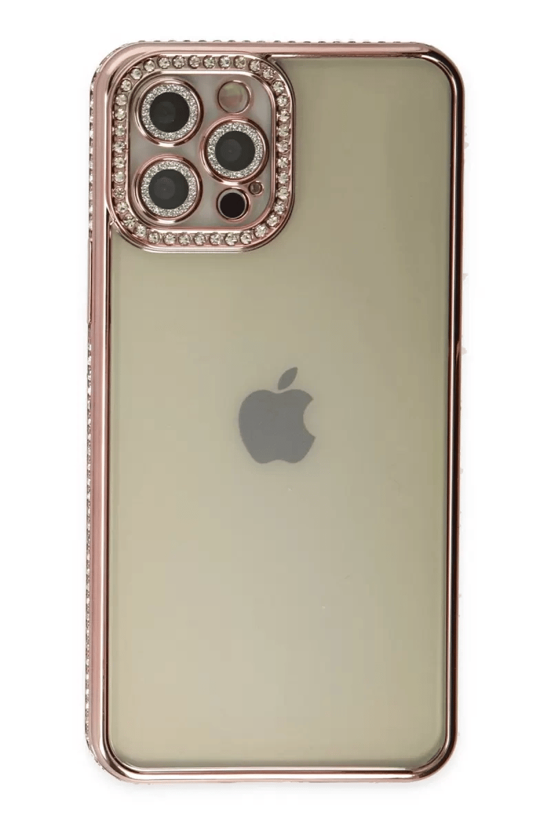 Apple iPhone 12 Pro Kılıf Joke Taşlı Silikon - Pembe